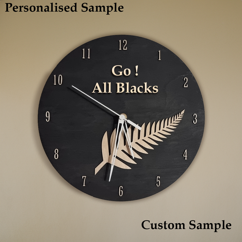 Fern Clock,  All Blacks Clock, Rugby Clock