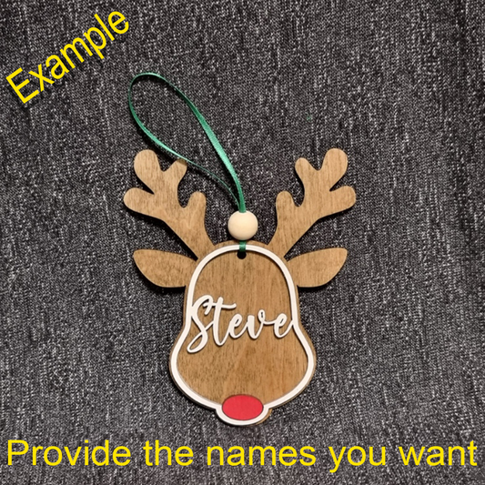 Reindeer Ornament with personalized names